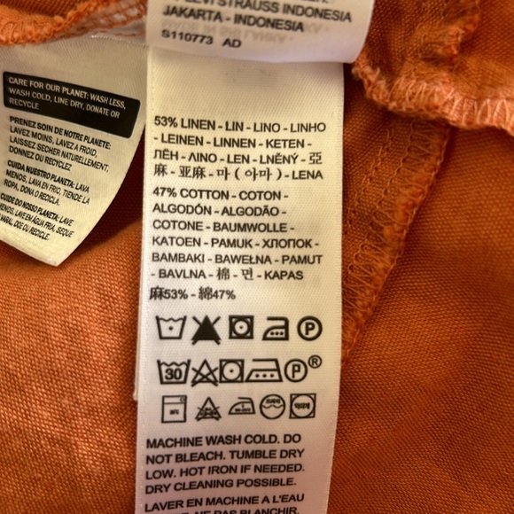 Levi’s Luisa Blouse Cropped Burnt Orange Size Large - Picture 10 of 10